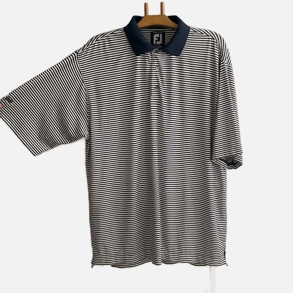 Footjoy FJ Men’s Prodry Lisle Golf Polo Short Sleeve Shirt Sz XL Striped Branded - Picture 1 of 10